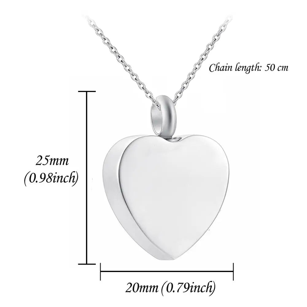 SILVER HEART CREMATION JEWELRY PENDANT
